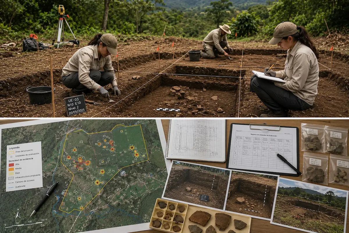 Evaluación arqueológica mediante unidades de investigación y registro controlado en campo