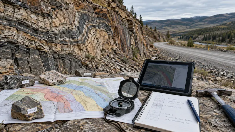 Cartografía geológica, muestras de roca e instrumentos técnicos para permisos y concesiones mineras en Costa Rica