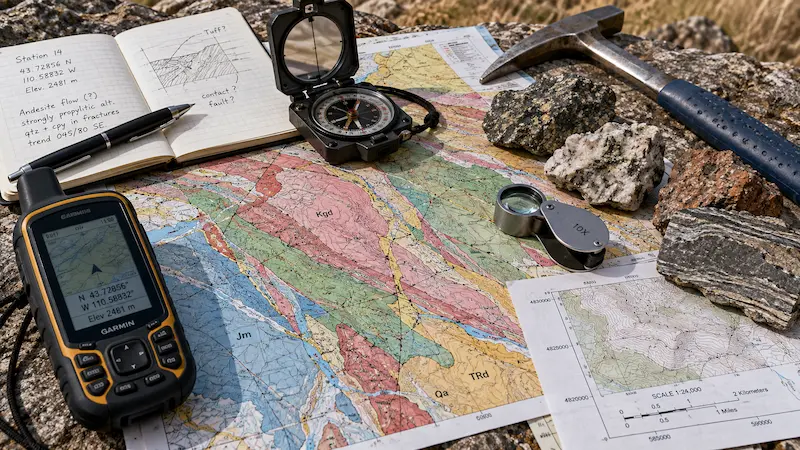 Technical illustration of geology, soils and geotechnics