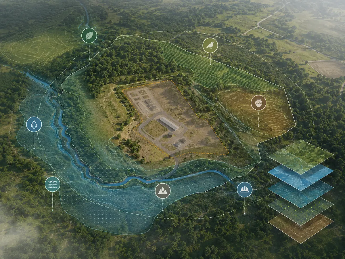 Representación conceptual de un proyecto georreferenciado y su relación con componentes ambientales