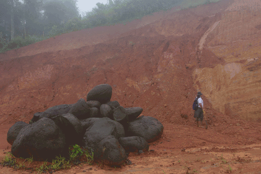 Slope with active landslide